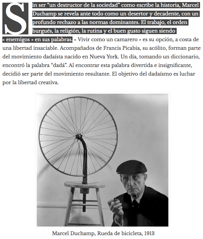 parislima's tweet photo. Sin ser “un #destructor_de_la_sociedad” como escribe la historia, #Marcel_Duchamp se revela ante todo como un #desertor y #decadente, con un profundo #rechazo a las #normas_dominantes. El #trabajo, el #orden_burgués, la #religión,#rutina y el #buen_gusto siguen siendo «#enemigos» https://t.co/Fy7zBRGDB4