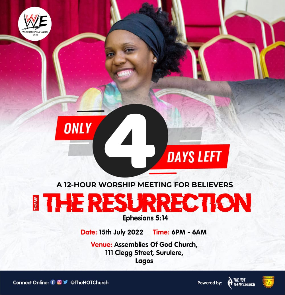 TheHotChurch1's tweet photo. 4 days to go!

#WeWorshipElShaddai
#Resurrection 
#WWE #WWE22 
#HotChurch🔥 https://t.co/cUlQRaYZUO