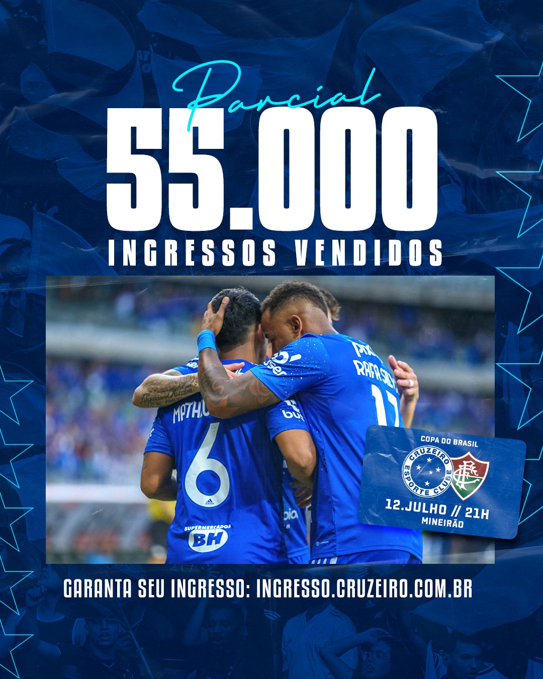 Cruzeiro Esporte Clube - Bom dia, Nação Azul! 🔵⚪🦊 #AMANHÃTEMCRUZEIRO e o  Mineirão será todo POPULAR mais uma vez! Os ingressos para a partida entre #Cruzeiro  x Vasco, continuam à venda hoje