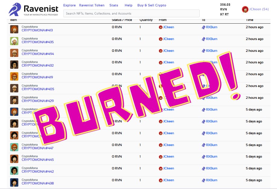 AssetKeen's tweet photo. More NFTs burned to reduce supply and keep things interesting! ๐ฅ๐ฅ๐ฅ
RIP #CryptoMonas https://t.co/DxgBba2TDE