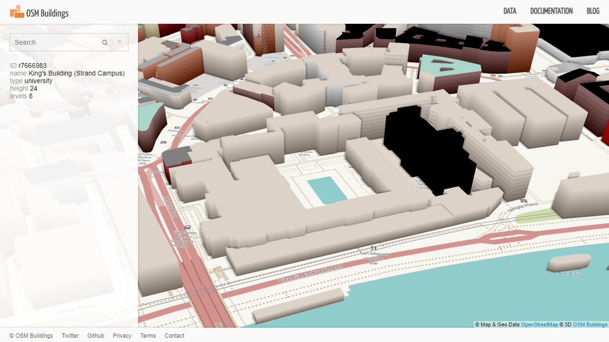 drkrischan's tweet photo. Just discovered the OSM Buildings project (the open-source version) which creates a beautiful interactive cityscape. 

@kclgeography
 students need some relief from dissertations? Check out the Bush House/Strand campus via the link: https://t.co/55t2sPJtuX https://t.co/FABWCtMgOp