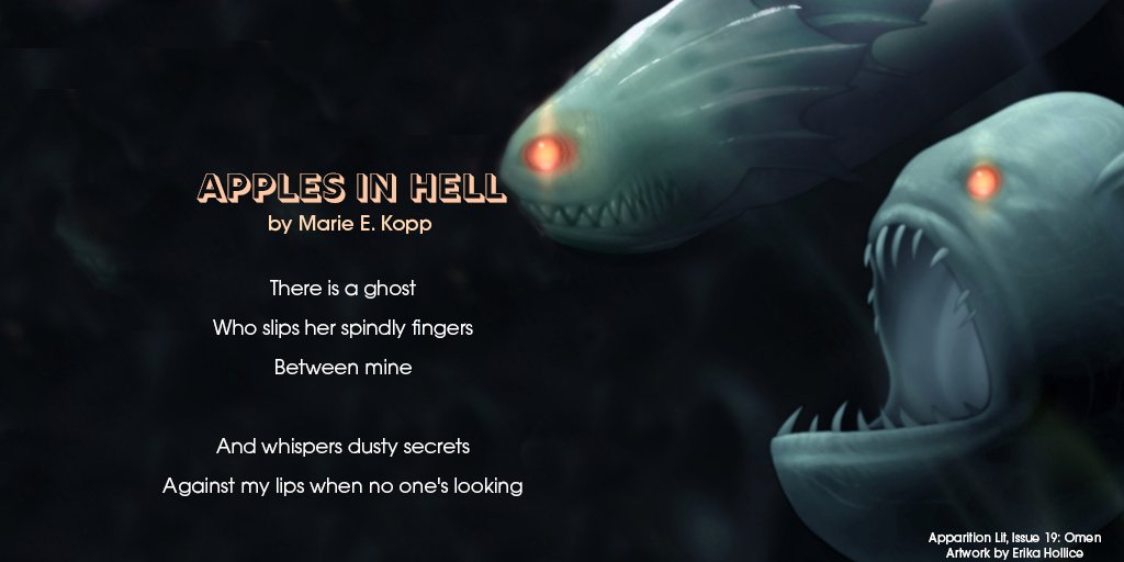 ApparitionLit's tweet photo. Apples in Hell by @ShoelessBanshee is a haunting poem that lures you in and shows you a shiny apple https://t.co/QFdYd7mDaZ