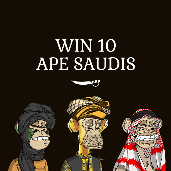 SaudiApes's tweet photo. Win 10 Ape Saudis to enter the Arabian fairytale world!

Need more noise than sand in the desert 🐫🇸🇦

We are ready to make our bids #MAXBIDDING 🚀

1. Follow @ApeSaudis 🇸🇦
2. Retweet, like, tag 2 friends

The raffle will end in 24 hours

#NFT #NFTGiveaway https://t.co/rYncZqn0nB