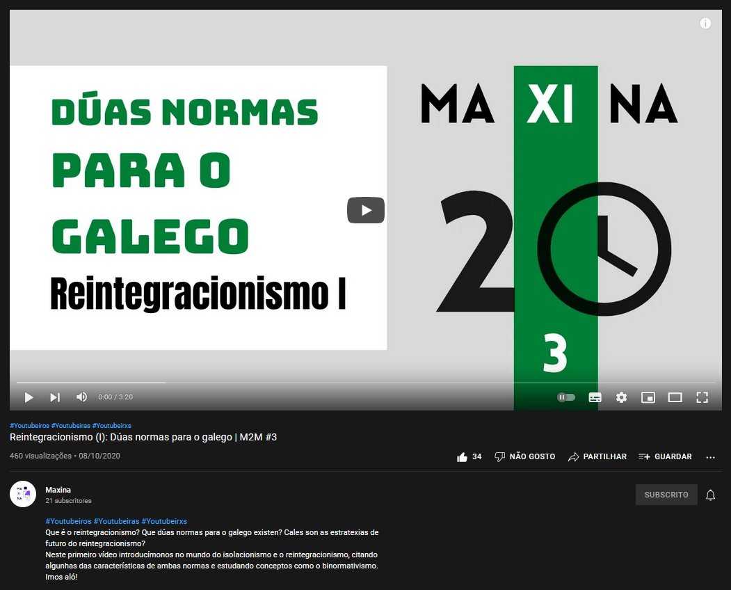 emgalego's tweet photo. ▶️ Reintegracionismo (I): Dúas normas para o galego | M2M #3
🐦 #Maxina
🔗 https://t.co/l2P8G5QMAy https://t.co/Woo0J6MrNB