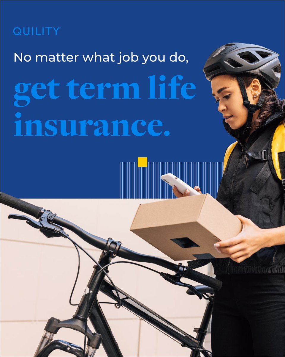 QuilityI's tweet photo. Life insurance doesn’t have to come from a full-time job! Part-time or gig workers can also reap the benefits of a term life insurance policy. You can get life insurance coverage in as little as 10 minutes and pay less than $18 a month. https://t.co/97v2fZmE0M
