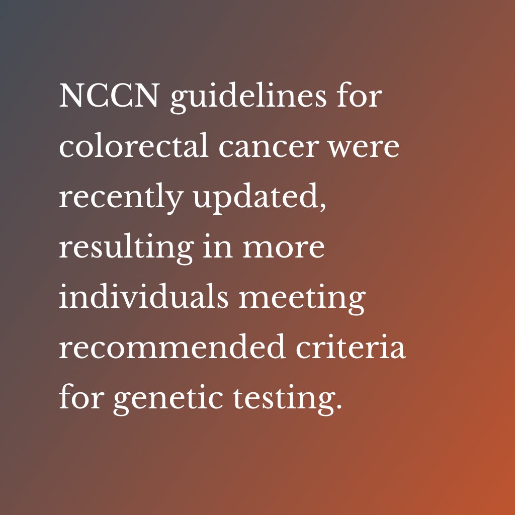 FulgentGenetics's tweet photo. Recent updates to #NCCN guidelines indicate #genetictesting should be considered for any individual diagnosed with #colorectalcancer. Access to testing increases the chances of detecting cancer sooner, which can lead to better outcomes. #GeneChat https://t.co/qHYZYI8lAp