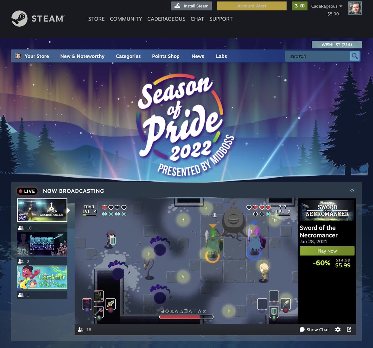 We are proud to announce that our 3re annual Season of Pride Steam Event IS NOW LIVE! 

Check out the wonderfully queer-inclusive games!

store.steampowered.com/sale/seasonofp…