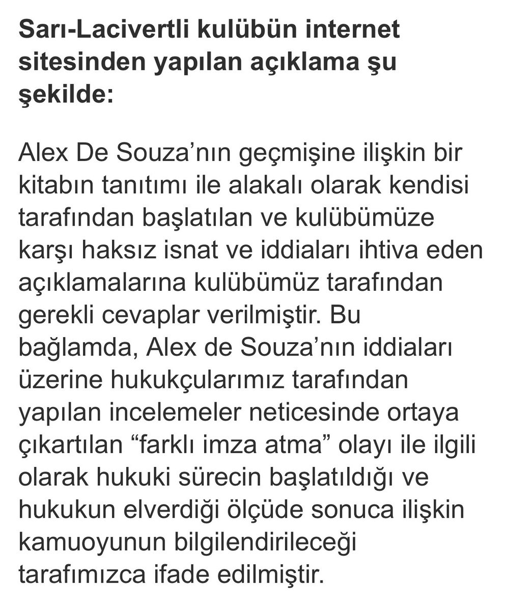 Efendi alex ile fenerbahçe mahkemelik olmuştu. İddiaye göre alex 6 farklı imza kullanarak kulübü dolandırmıştı.

Fenerbahçelilerin çoğu bu olay hiç yaşanmamış gibi davranır. Hatta bazı gs taraftarlarını bile alex’in efendi biri olduğuna inandırmışlar.