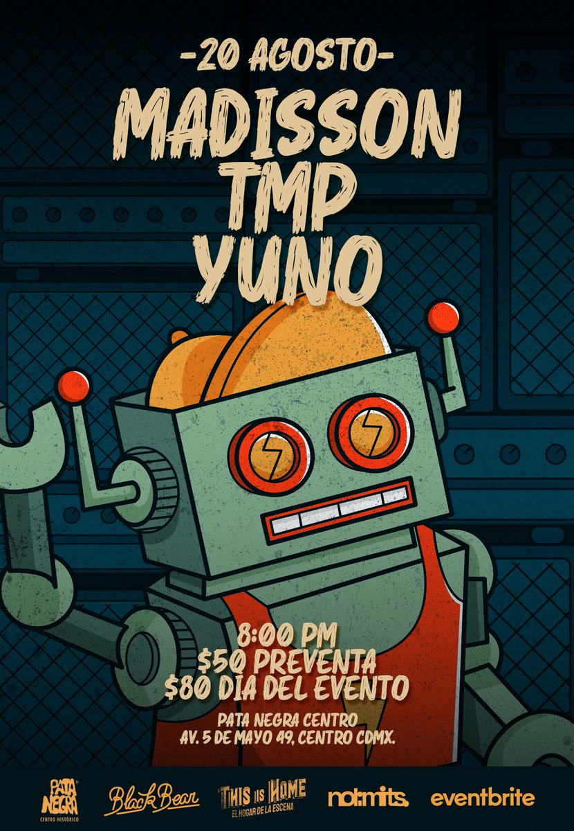 !LLEGÓ LA HORA! Estamos felices de anunciar la primera fecha de nuestro regreso a los escenarios, y que mejor que junto a nuestros amig@s de Madisson y las chicas de Yuno. 

¡Los esperamos a tod@s en el show! 🤘🏻 

Boletos disponibles aquí ⬇️⬇️⬇️
madisson-tmp-yuno.eventbrite.com