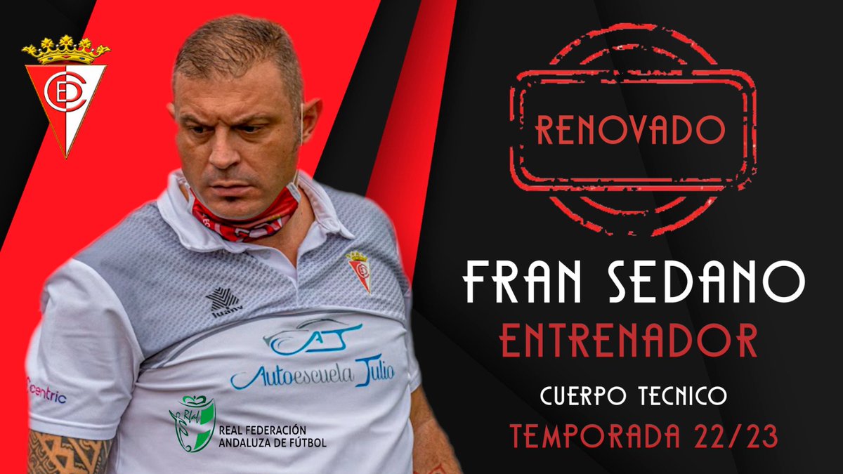 🔴RENOVADO🔴
Nos complace anunciar la renovación de nuestro míster 𝐅𝐑𝐀𝐍 𝐒𝐄𝐃𝐀𝐍𝐎 
🧠Su juego ha encajado en nuestro equipo y comenzará su 5º temporada como técnico del CD Egabrense
🏡Considerado un egabrense más, seguirá siendo la pieza clave
#SigamosCreciendoJuntos❤️🖤