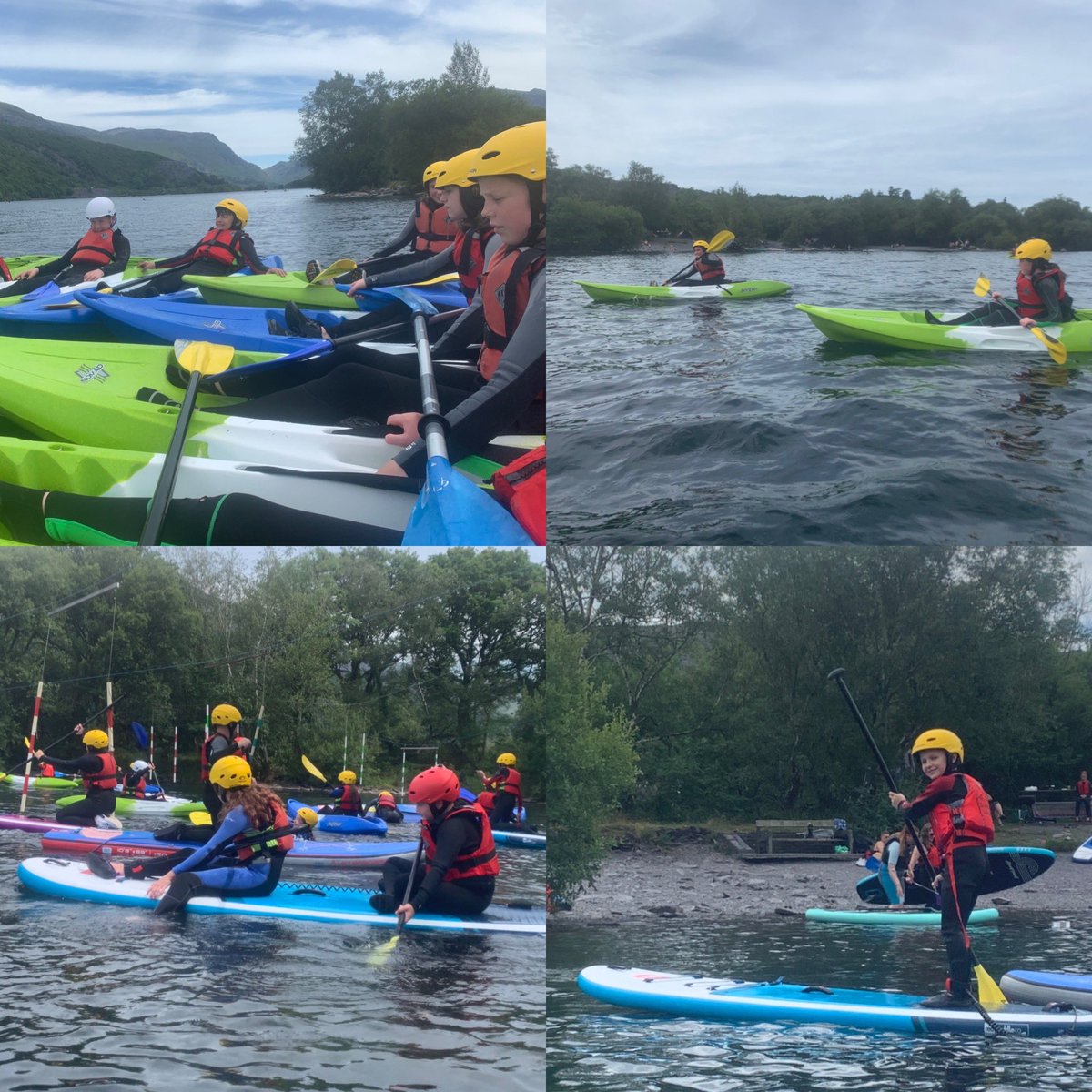 SyrHughOwen's tweet photo. Blwyddyn 7 wedi mwynhau eu diwrnod cyntaf o’r wythnos antur. Cyfle gwych i gaiacio a padlfyrddio yn Llanberis. #cyfleoedd #mwynhau #profiad #haul #gwlyb #lagoons ☀️👍🏻 https://t.co/oEqHqScLCD
