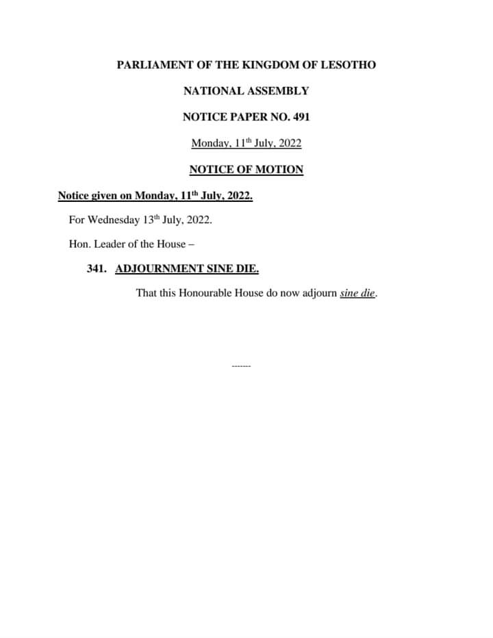 LitebohoMots's tweet image. Adjourn sine die? Isn't motion supposed to be about dissolution of the parliament? Or this is how it is, sine die, then dissolution?
