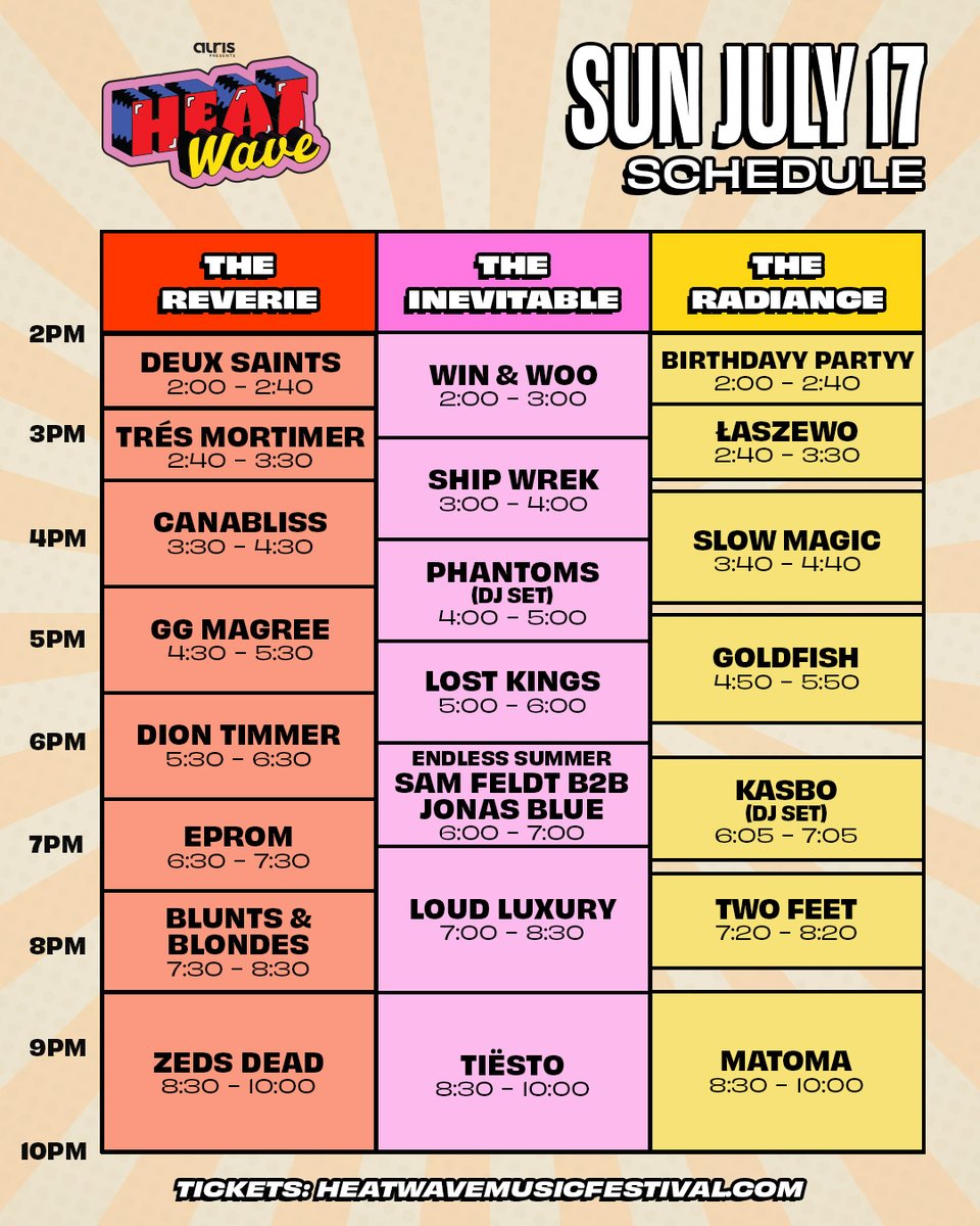 heatwave music festival  schedule 2022