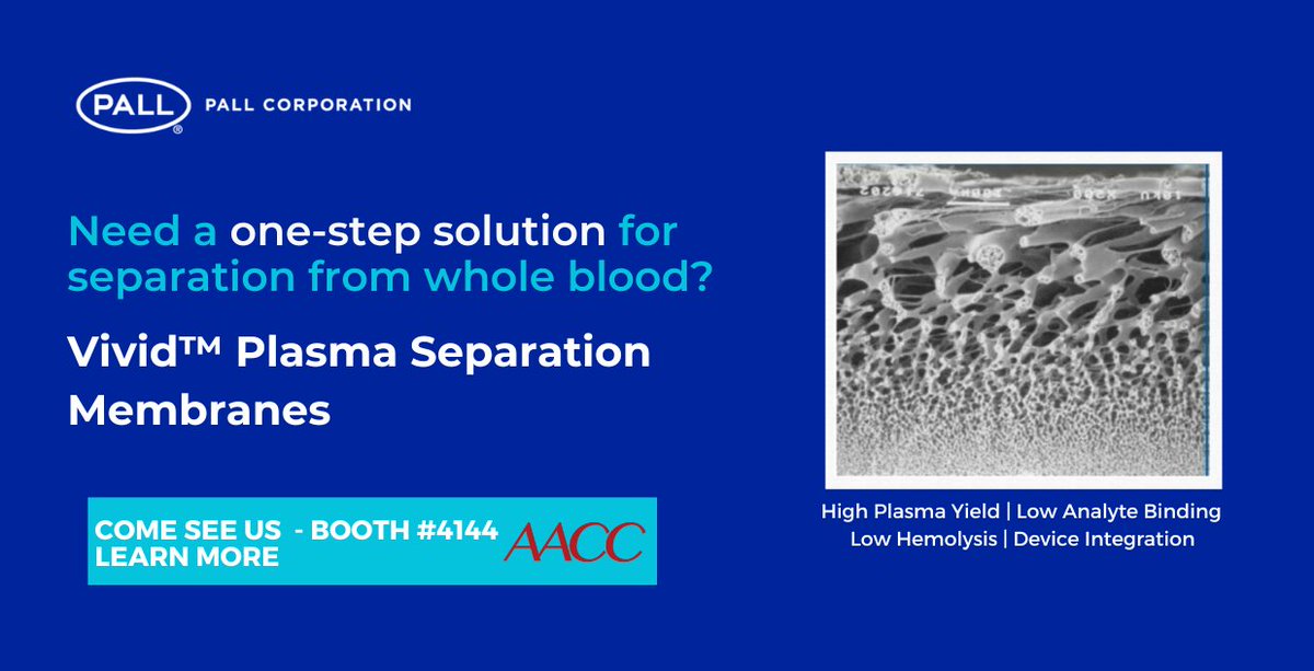 PallMedical's tweet photo. Planning to attend AACC 2022? Visit us at Booth #4144!
If you can't make it, we can still help you find the right material for your advanced healthcare needs. Click here: https://t.co/bQj0k7t6jA #AACC #AACC2022 https://t.co/72ttUoL1jJ