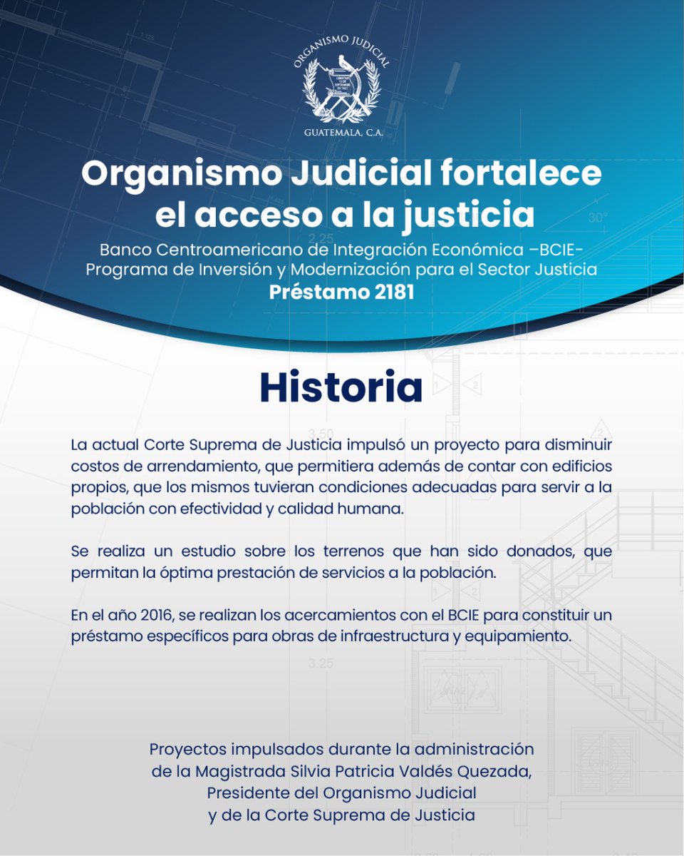 OJGuatemala's tweet photo. Los proyectos se realizaran através de la Unidad Especial de Ejecución del Contrato del préstamo -UEEP- 2181.
#BCIE #AccesoAlaJusticia #UEEP #ProyectosOJ @BCIE_Org https://t.co/gdjPMbfrKR