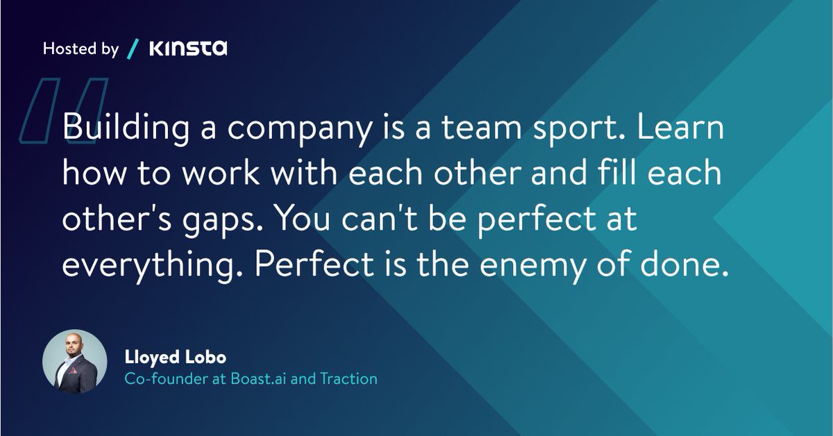 kinsta's tweet image. Raise your hand if you're a recovering perfectionist 🙋

Tune in to @BoastCapital cofounder @lloyedlobo's episode of #REPodcast to see how to hear how he fights off the quest for perfection and focuses on building a strong team 🚀

ow.ly/GI1J50JEbvO