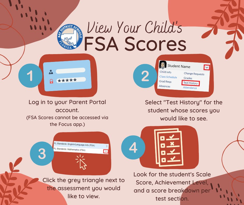Bay District Schools on Twitter "FSA scores are viewable on Parent