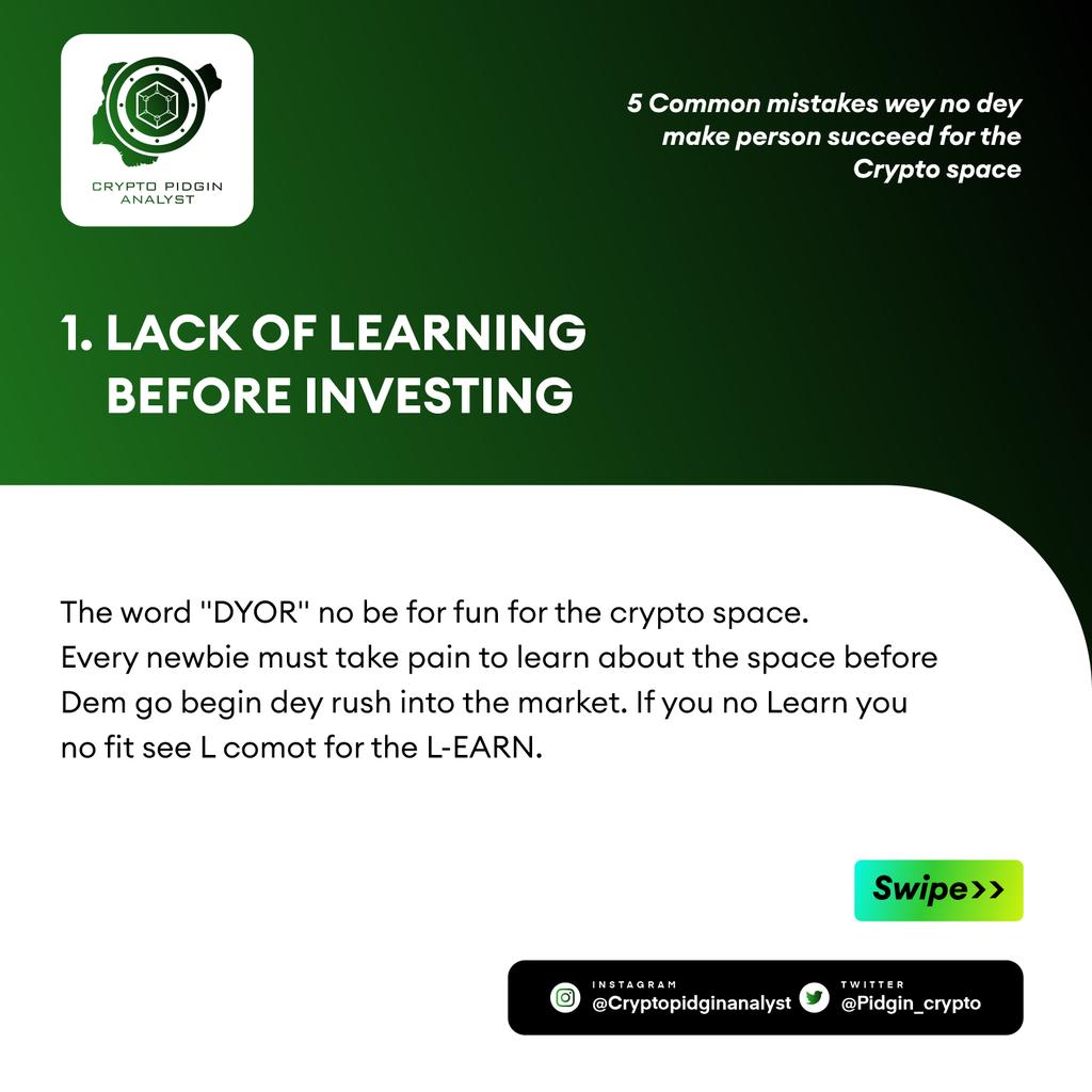 limbaDgreat's tweet photo. Five rules you need Sabi as person wey wan enter this Crypto space
Check the full tweet under
Cc @pidgin_crypto
Graphics by @chalzgraffix
#blockchain #pidgincrypto #cryptoinpidgin #cryptocurrencies https://t.co/Mc5XeMXGol