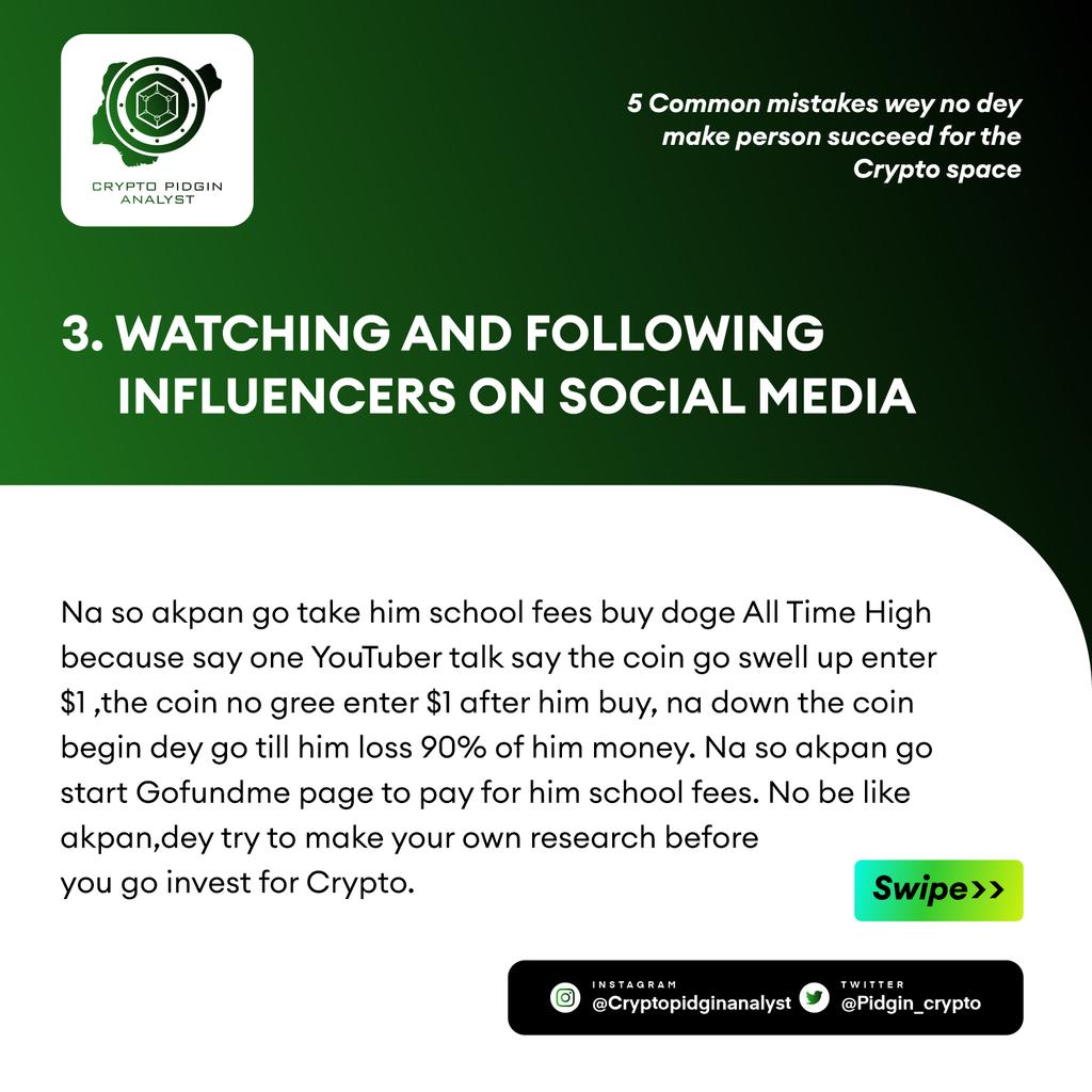 limbaDgreat's tweet photo. Five rules you need Sabi as person wey wan enter this Crypto space
Check the full tweet under
Cc @pidgin_crypto
Graphics by @chalzgraffix
#blockchain #pidgincrypto #cryptoinpidgin #cryptocurrencies https://t.co/Mc5XeMXGol