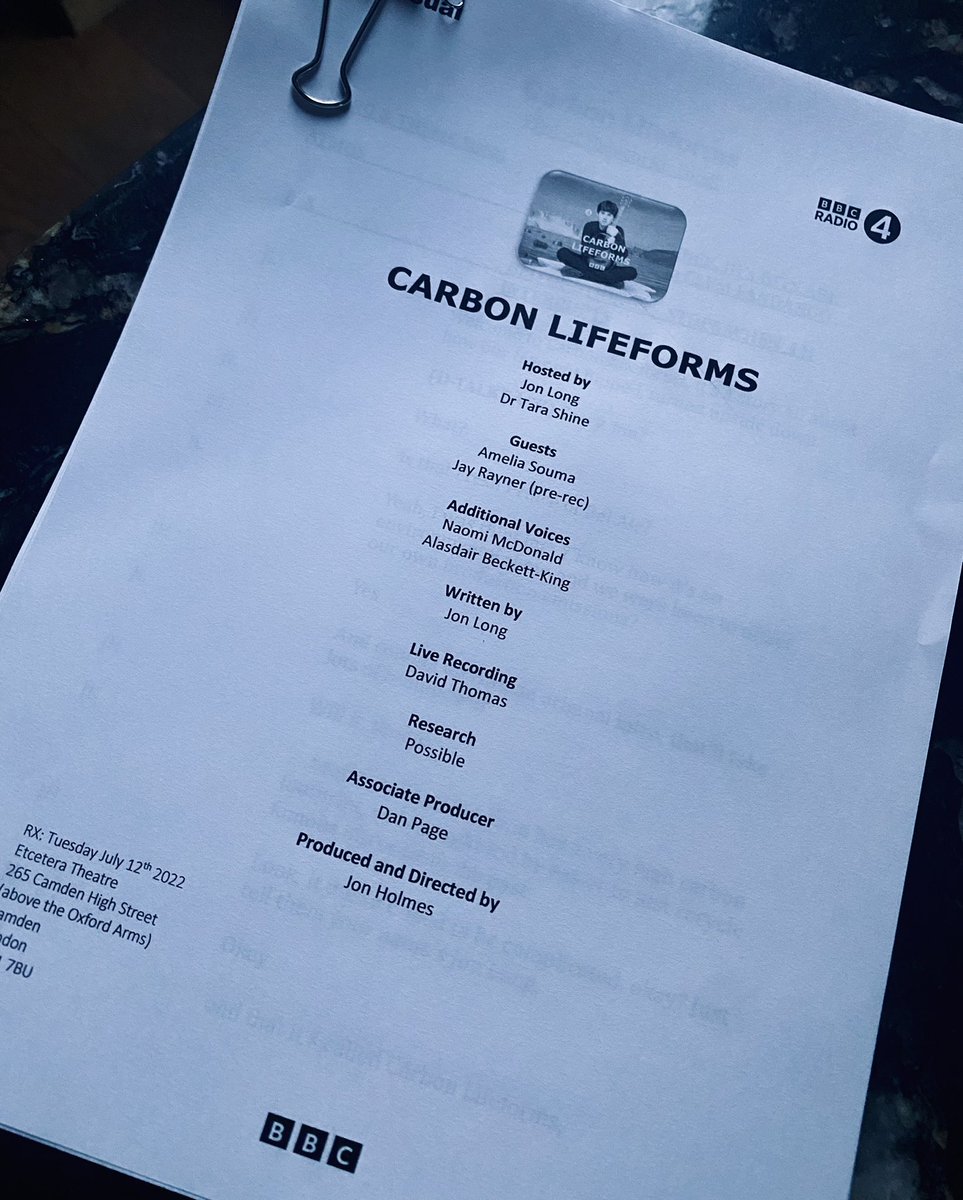 jonholmes1's tweet photo. Script locked and loaded for tomorrow evening recording of new show coming your way @BBCRadio4 later this month…. #CarbonLifeforms https://t.co/NBGf48wDQF