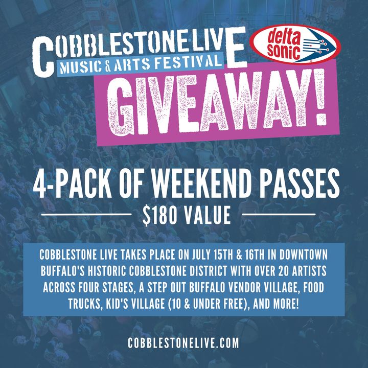 GIVEAWAY ENDS TOMORROW‼️
Enter to win a 4-pack of weekend passes to Cobblestone Live Music &amp; Arts Festival

Complete the entry here 👉  ow.ly/2pUH50JMPA9

Be sure to follow: <a href="/cobblestonelive/">Cobblestone Live</a> 

Entries must be received by 12pm EST on 7/12/22.