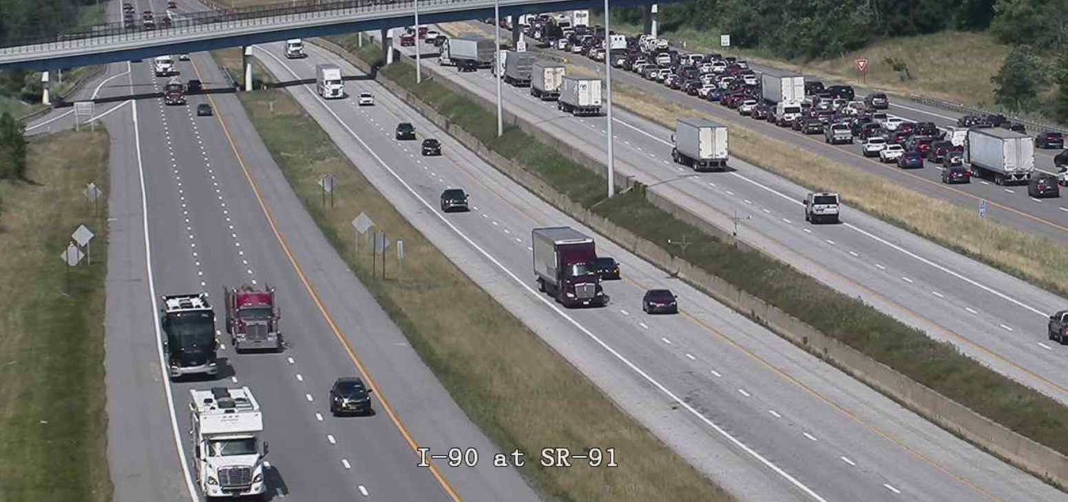 ODOT Cleveland on Twitter: "TRAFFIC ALERT: I-90 eastbound at Riverside