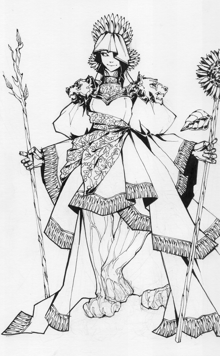 「Queen of Wands process steps 」|NEZのイラスト
