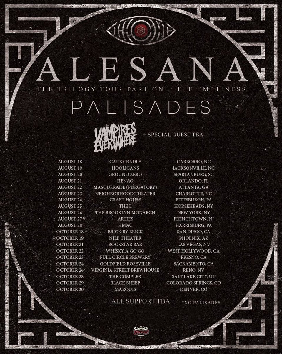 We are sorry to announce that we are not going to be able to perform on the first leg of the <a href="/Alesana/">Alesana</a> tour due to covid. We’re sorry for the inconvenience &amp; appreciate everyone’s support and understanding. We will be playing our album release show on 7/22 and back on tour 8/18🖤