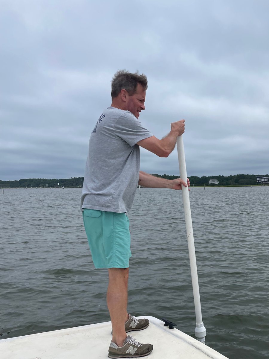 MFPiehler's tweet photo. An absolute treat to get out in the field today!  Cloudy and cool day (in July, in NC!) sampling water and sediments in oysters leases throughout the Newport River.  #PiehlerPosse https://t.co/oxThtF8QJG