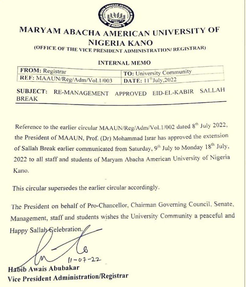 Maryam Abacha American University of Nigeria tweet media