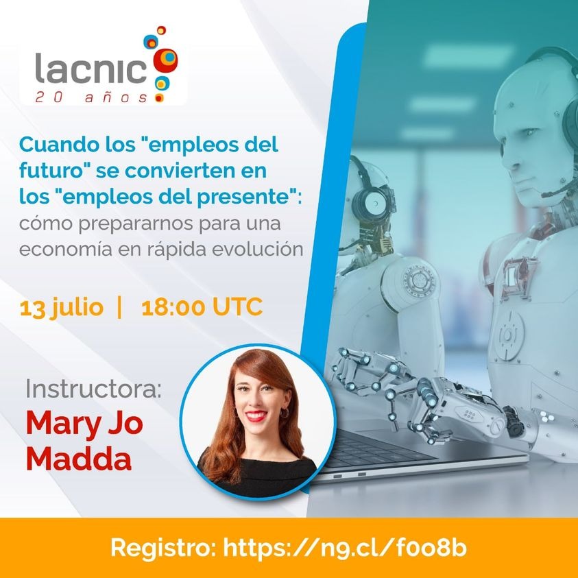 El CMT hace extensiva la invitación de <a href="/lacnic/">lacnic</a> para participar en el seminario web de IT Women.

Ponente: Mary Jo Madda, Senior Program Manager en Google.

📅13 de julio
🕕13:00 h (CDMX)

Registro👉n9.cl/f0o8b