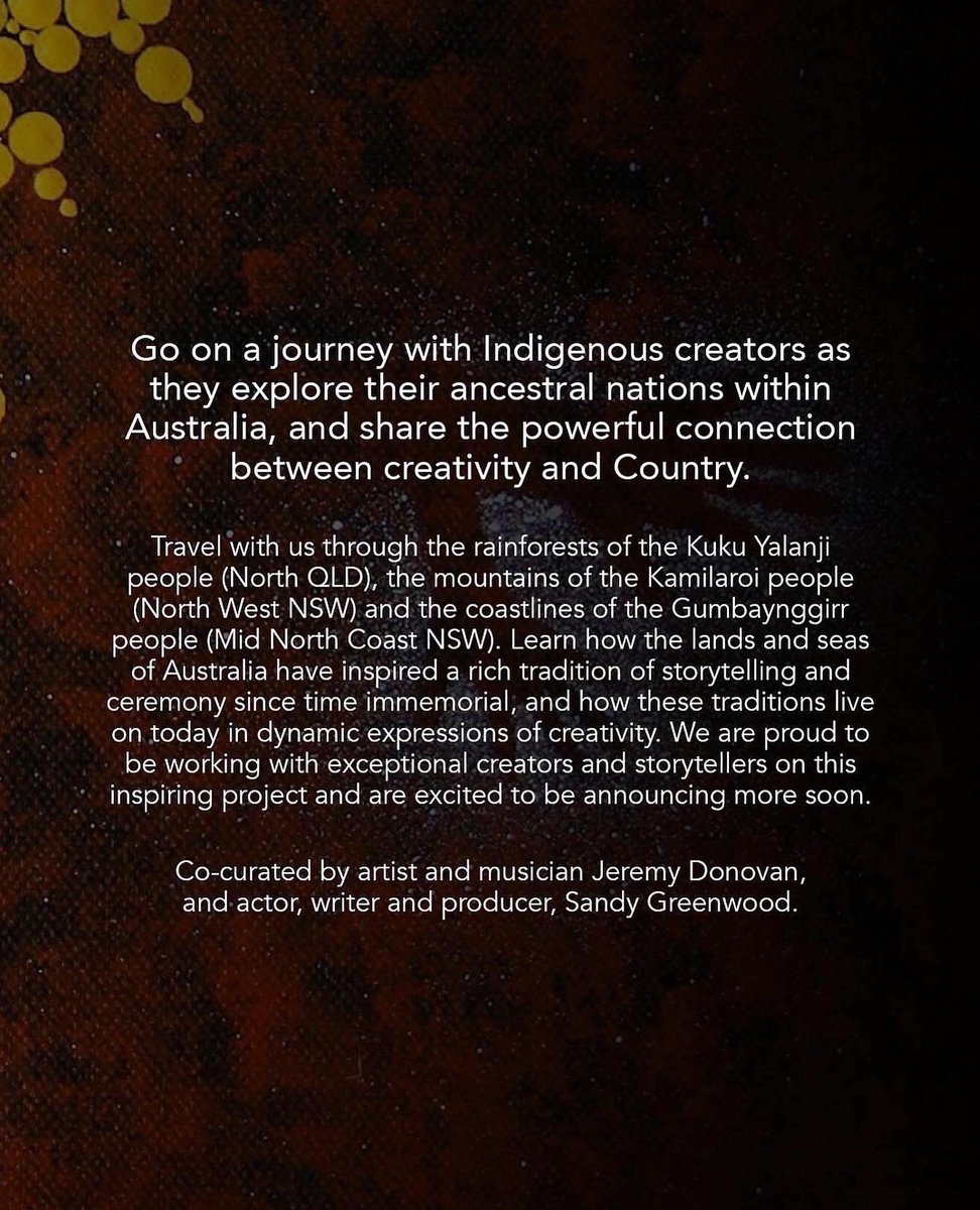 dunghutti333's tweet photo. •
COMING 🔜 👣
⁠
'Always Was' — An Exceptional ALIEN series. Go on a journey with Indigenous creators as they explore their ancestral nations within Australia, and share the powerful connection between creativity and Country in an inspiring ongoing series. ⁠
⁠ https://t.co/xb1JfGmHGt