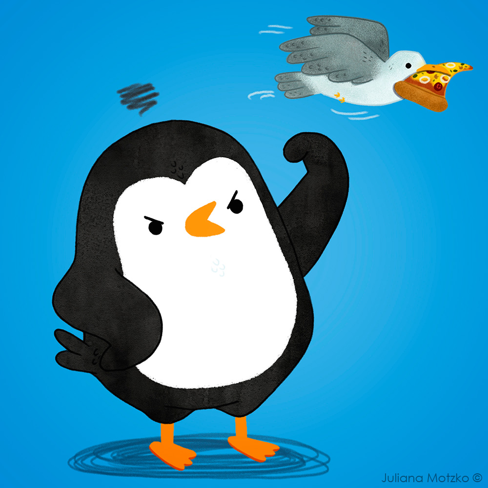 Penguin Eating Fish Clipart