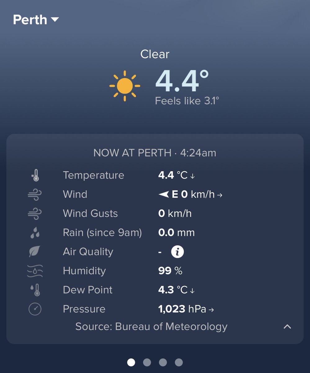 runofthemilne's tweet photo. Can confirm the ‘Feels like’ is uncomfortably accurate 🥶
#perthwinter #perthweather https://t.co/vy2hiQN8F1