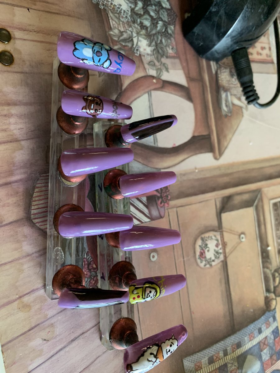 KPhongpradith's tweet photo. New nail set coming soon to my shop!  #BTS #BTSKpop #kpop #nails #JungKook #RM https://t.co/O1PsArrwdm