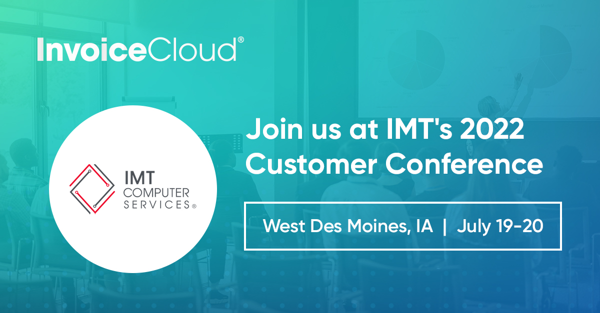 InvoiceCloud's tweet image. Join us at Booth #5 at the @IMTComputerServ  Customer Meeting next week to meet the InvoiceCloud team! Learn how we are able to replicate the in-person #payment experience online. bit.ly/3Pn2sgX