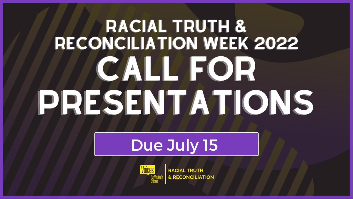 RacialTruth's tweet photo. Our call for presentations for Racial Truth and Reconciliation Week 2022 is open and proposals are now due by Friday, July 15! Check out this year's themes and learn how to submit a proposal on our website now: https://t.co/ciFj4hVmVU https://t.co/Cf7FfQuwld