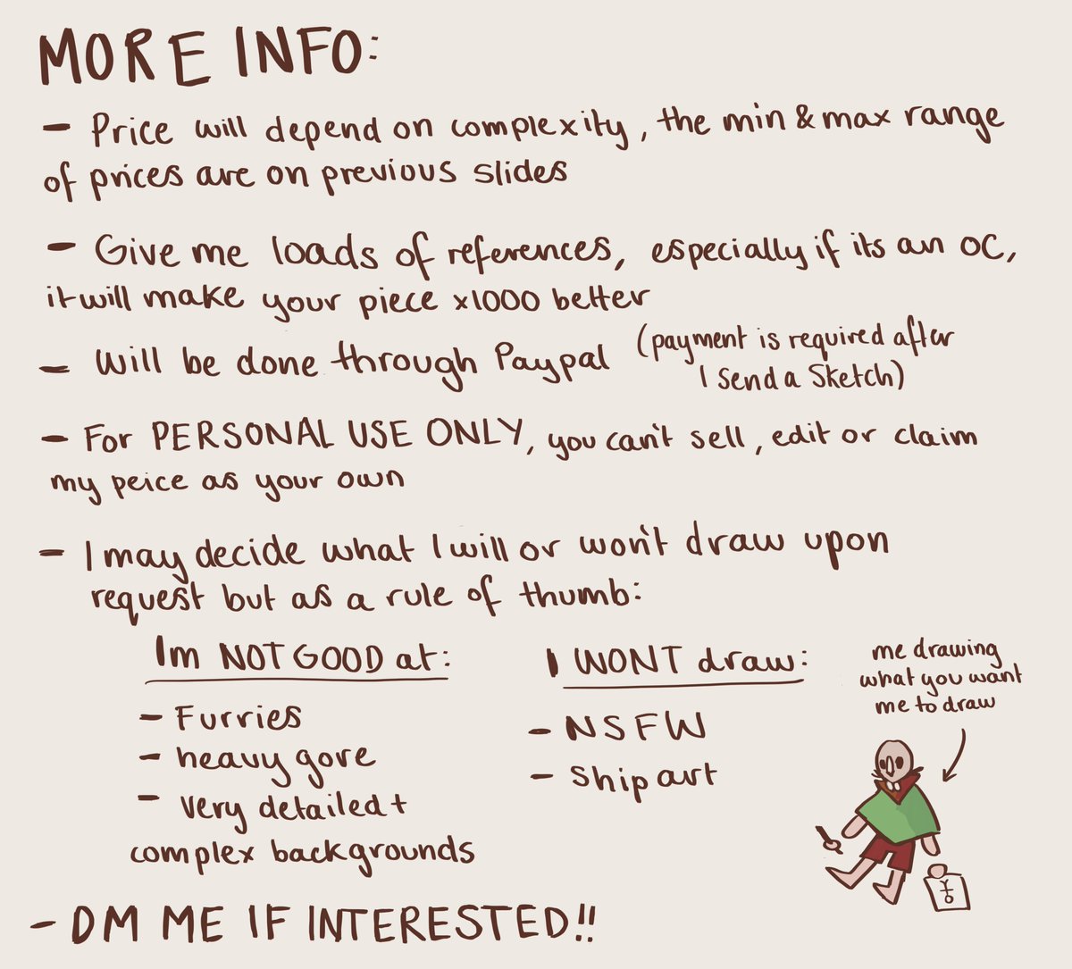 i'm not sure if anyone on twitter looks at my account but i'm going to open comms :) if interested here's the info: 