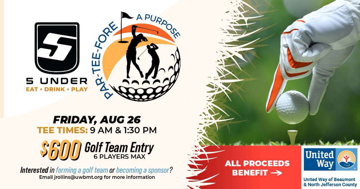 UnitedWayBMT's tweet photo. Let's #ParTeeForeAPurposeBMT! ⛳️💙🧡❤️ https://t.co/SanFxozumL