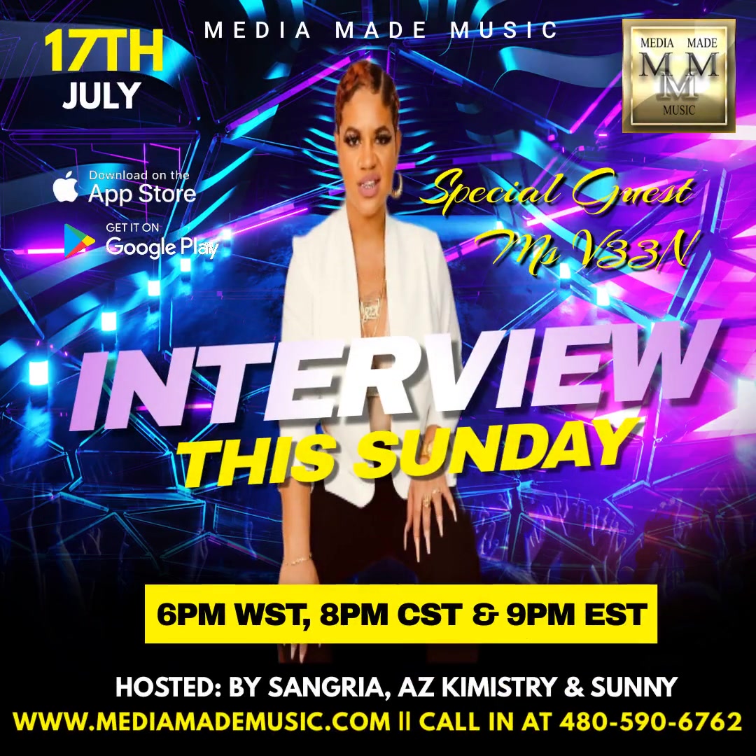 San_Lawrence's tweet photo. This Sunday, July 17TH we will be chopping it up with MS V33N
6PM WST, 8PM CST & 9PM EST
Tune in as she shares her story!
Hosted by: @San_Lawrence AZ Kimistry & @MsSunny314
Download the app: Media Made Music
#mediamademusic
#smillsmedia
#azhiphopartist
#femcee
#msv33n https://t.co/MyPIahxTe1