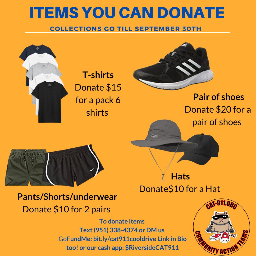 riversidecat911's tweet photo. Dealing with the heat community members have asked for specific items. If you have any to donate please let us know! If you would like to donate monetary funds donate to our cash app: $RiversideCAT911 or our gofundme: https://t.co/z75sfQXmQm . Thanks y’all! Stay hydrated! https://t.co/xnpNuJaZJH