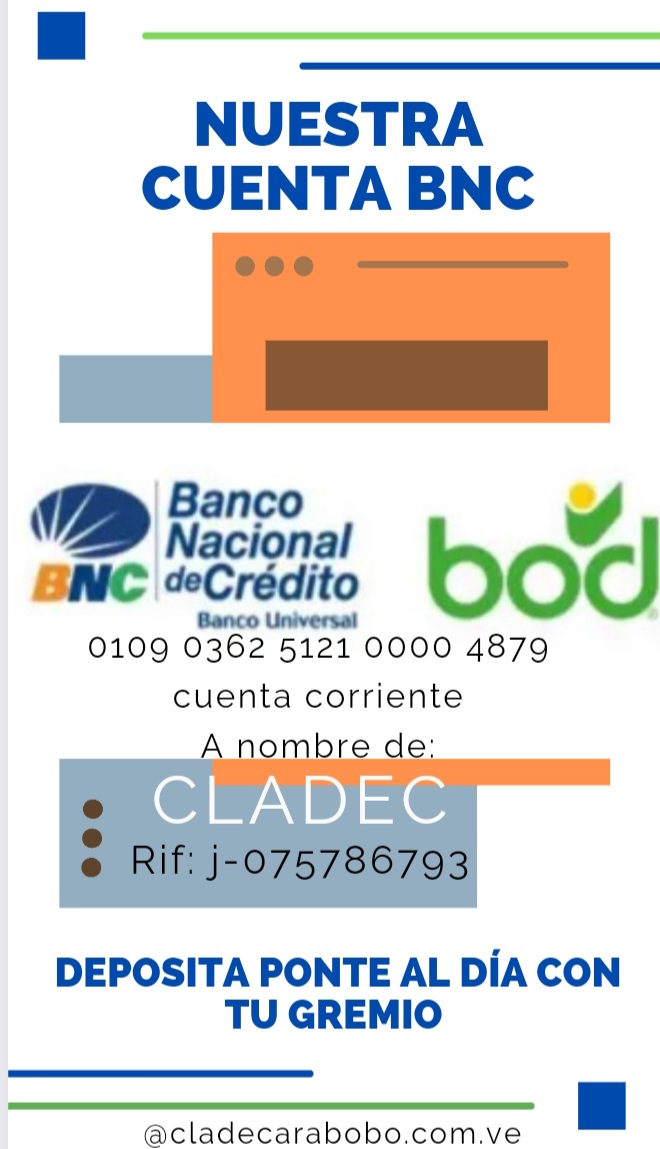 cladec07's tweet photo. Ya realizamos la migración  puedes gestionar los pagos y transacciones bancarias con nuestro gremio a este número de cuenta BNC. Recuerda el gremio cuenta contigo es tu deber pagar  tus cuotas de sostenimiento.

Tú y uno más...
Así, juntos, somos más. https://t.co/Koz2MobTZL
