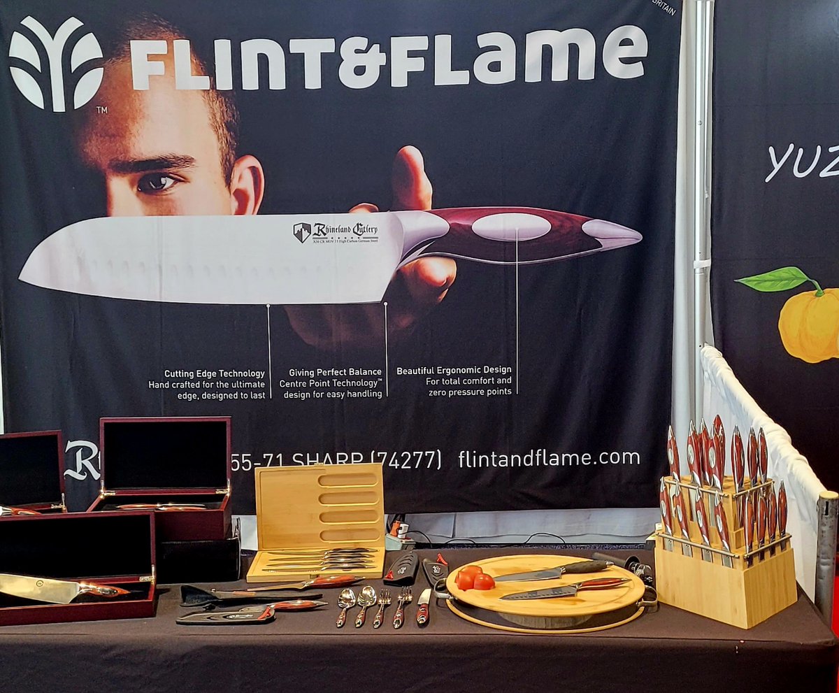 Flint &amp; Flame is on the scene at #IFTFirst! Very cool to be meeting some of the most innovative people in the food industry and introducing them to our knives. Shout out to <a href="/IFT/">Institute of Food Technologists (IFT)</a> for a great show!