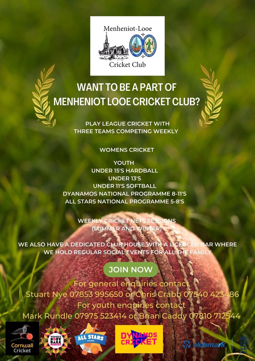 Looking to join a new club?
#CornwallCricket #Cricket #CricketClub #NewClub #LeagueCricket #NewPlayers #WomensCricket #YouthCricket #AllStars #Dynamos