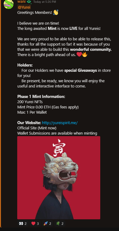 YureiSpirit's tweet photo. THIS IS A SCAM 🚨 Stay safe and leave Yurei server now.

#Yureifam #NFT https://t.co/rFj6zIaeGJ