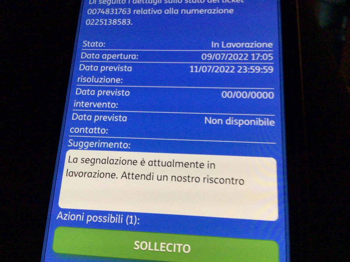 RosaPakela's tweet photo. @tim4uangie in base alla tua risposta data prevista 11/07 problema NON RISOLTO ti riscrivo come da tuo invito. Ora tocca a te dare priorità https://t.co/JD34faZjHS