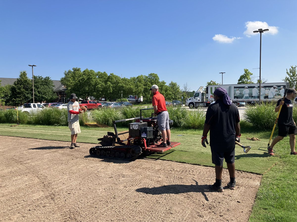 Installed Tahoma 31 Bermudagrass from @sodmd on the @TerpsWGolf and @TerpsMGolf driving range tee today. Go Terps! @FieldExperts