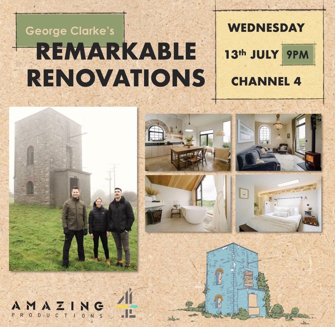 Tune into <a href="/MrGeorgeClarke/">George Clarke</a>‘s Remarkable Renovations (@channel4, Wed 13 July, 9pm) to catch a glimpse of our Camada White Corka going down in the bedrooms and living room in the renovation of a disused electrical sub station in St Ives. <a href="/a_country_lady/">A Country Lady</a>