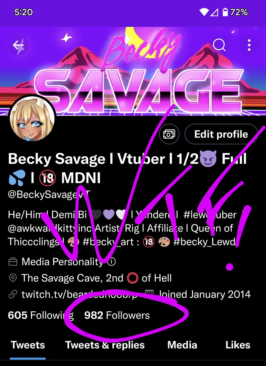 KingBeardoVT's tweet photo. Yoooo!!!! Lez Go!!!! 18 away from 1k Followers! Got a fun stream planned if we smash that 1k follower ceiling!!!!!
#almostbabby #Vtuber #VTuberUprising #lewdtubers https://t.co/LT2nvuH2Cc