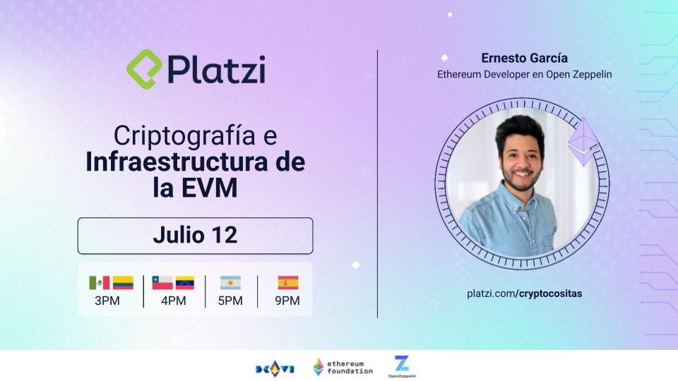 ocandocrypto's tweet photo. Es hora de dar el salto a web3 en el #EthereumDevProgram
👉🏻Criptografía: hashing algorithms, wallets, keys, digital signatures
👉🏻 Ethereum Virtual Machine: Gas, memoria, storage, clientes, nodos
👉🏻Lugar: https://t.co/jVlTCvASse
👉🏻Hora: 3pm 🇨🇴🇲🇽/4pm 🇻🇪🇨🇱/5pm🇦🇷/9pm 🇪🇸 https://t.co/MmnfVfL3BQ